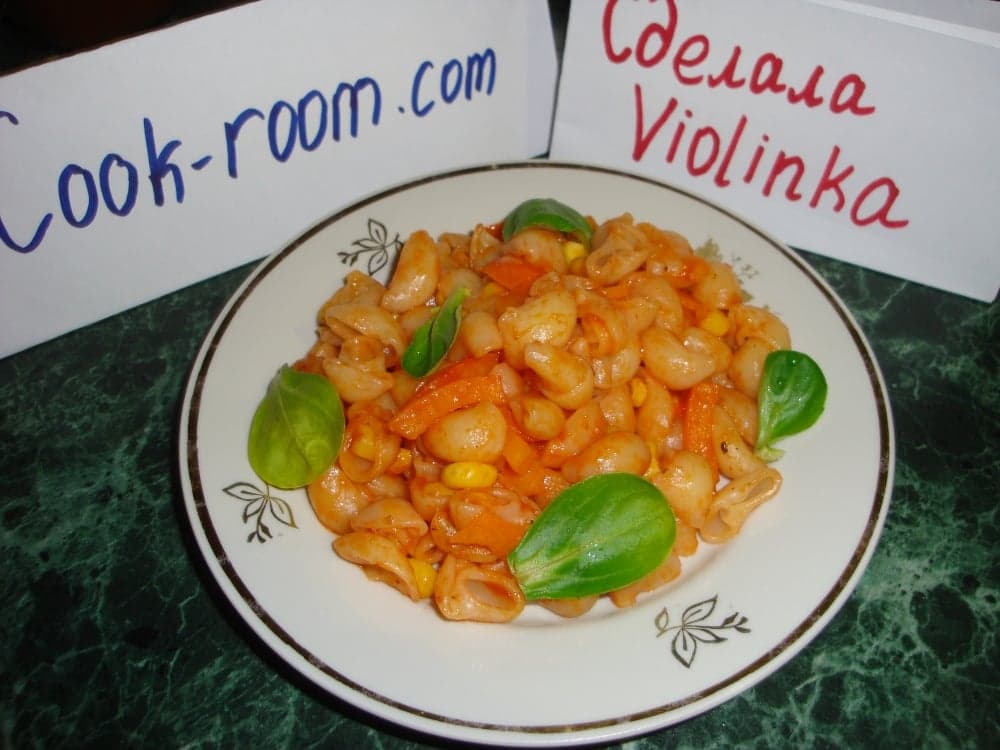 Макароны с овощами