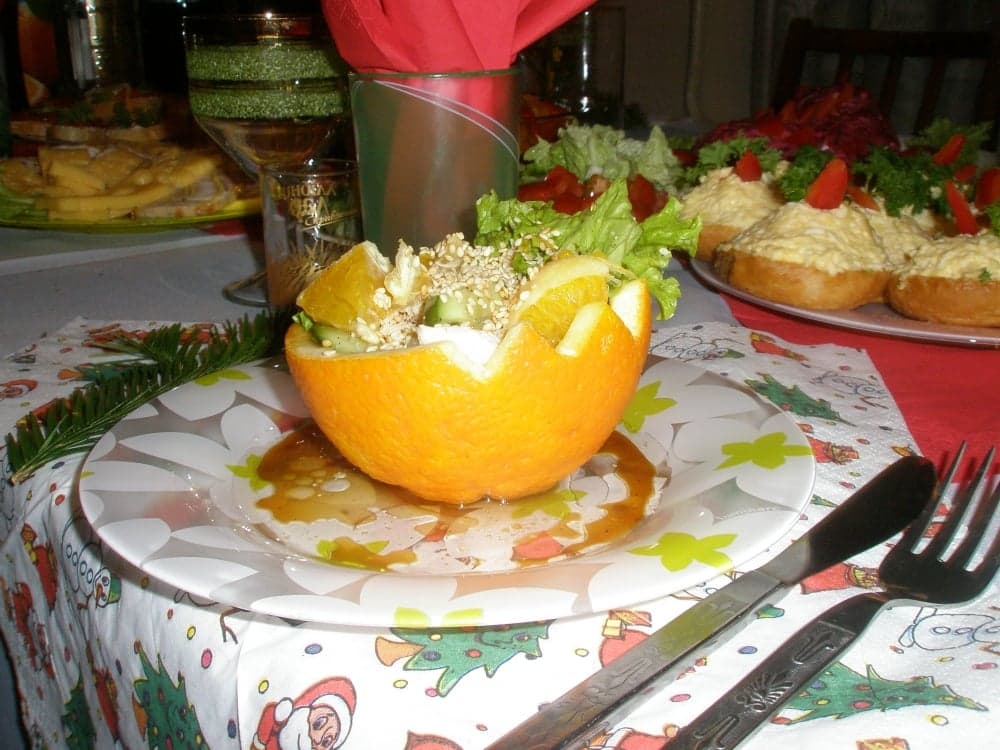 Салат с курицей и апельсином