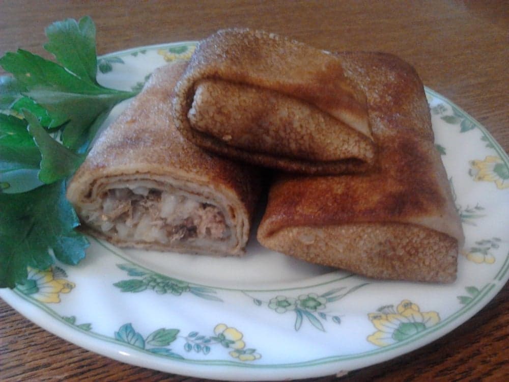 Блинчики с рисом и рыбой