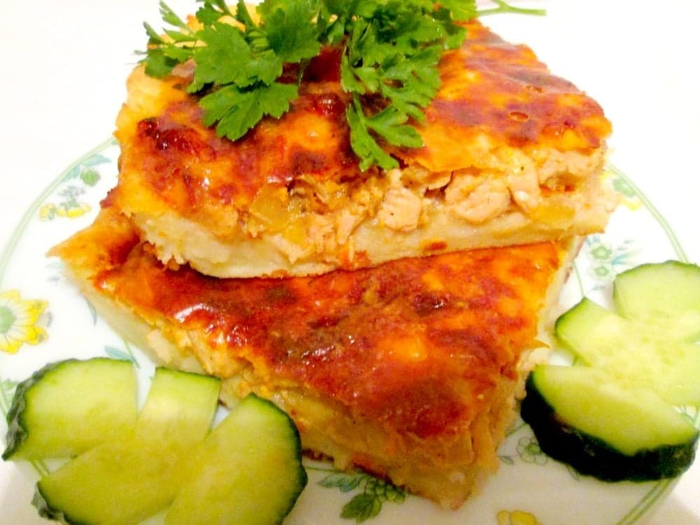 Картофельный пирог с мясом и овощами