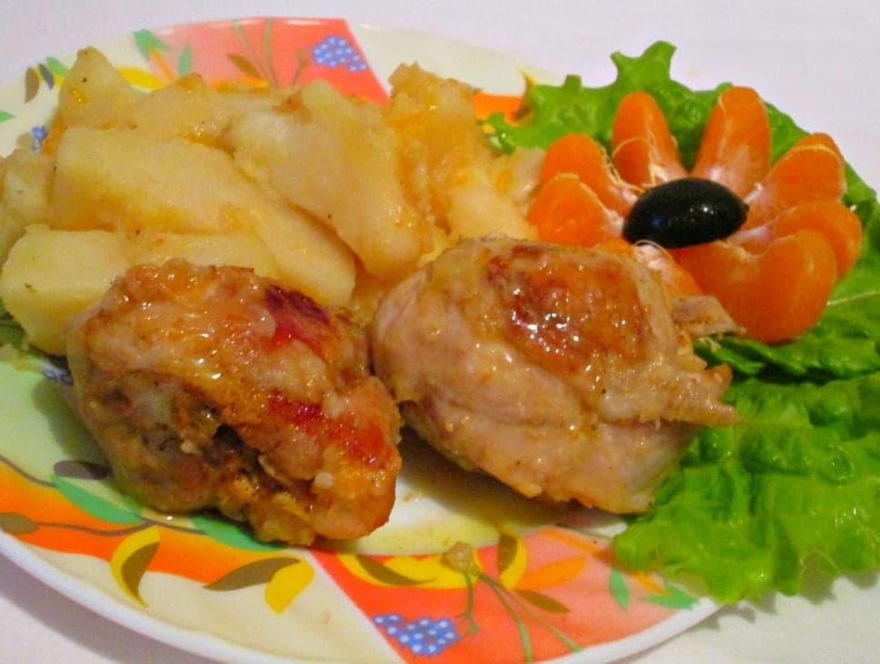 Курица с картошкой в мандариново-имбирном маринаде