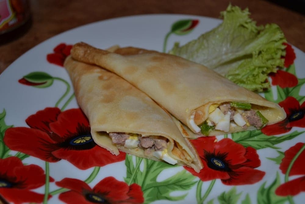 Блинчики с начинкой из печени трески