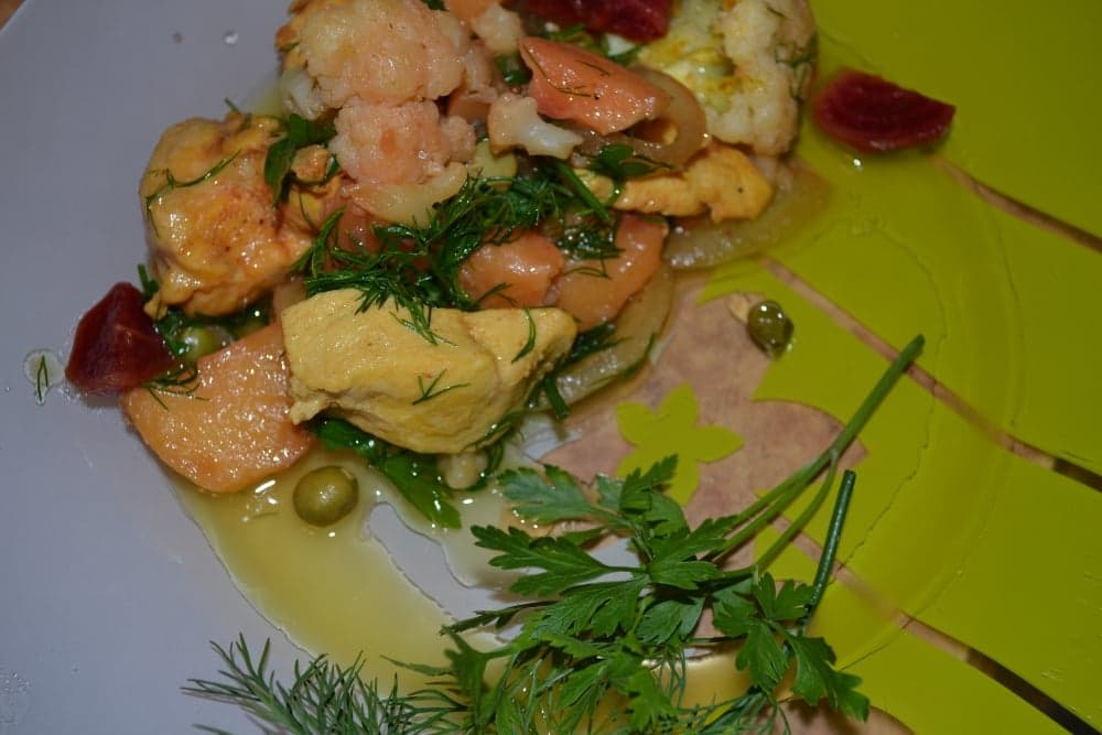 Овощное рагу с курицей