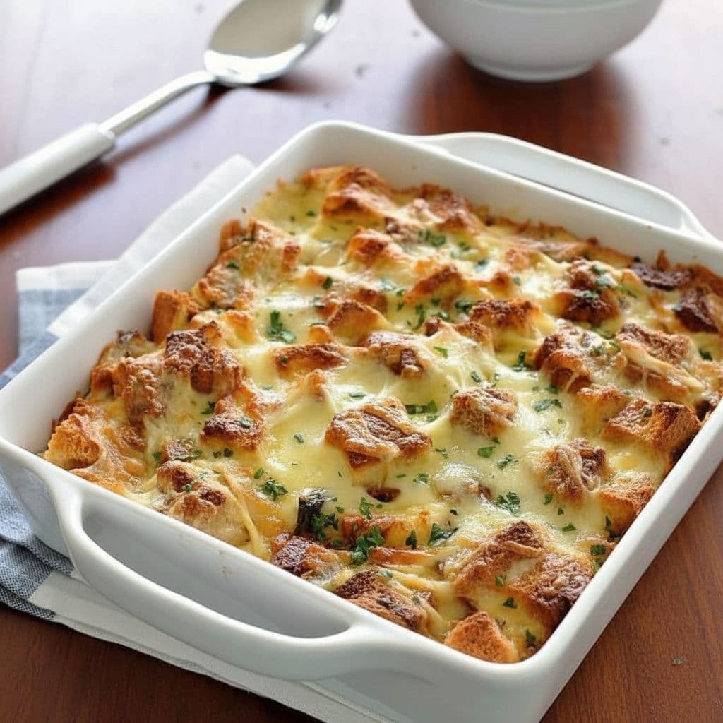 Куриная запеканка со шпинатом и хлебом