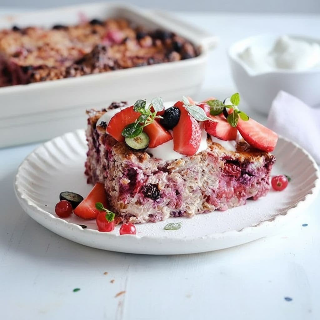 Творожная запеканка с гречкой и ягодами