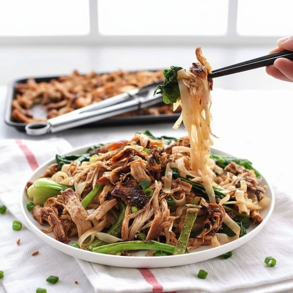 Хрустящая лапша с курицей и брокколи по-китайски