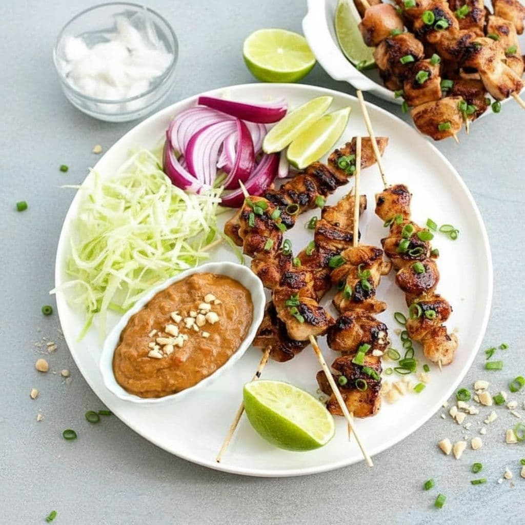 Куриные шашлычки Сатай с арахисовым соусом по-балийски
