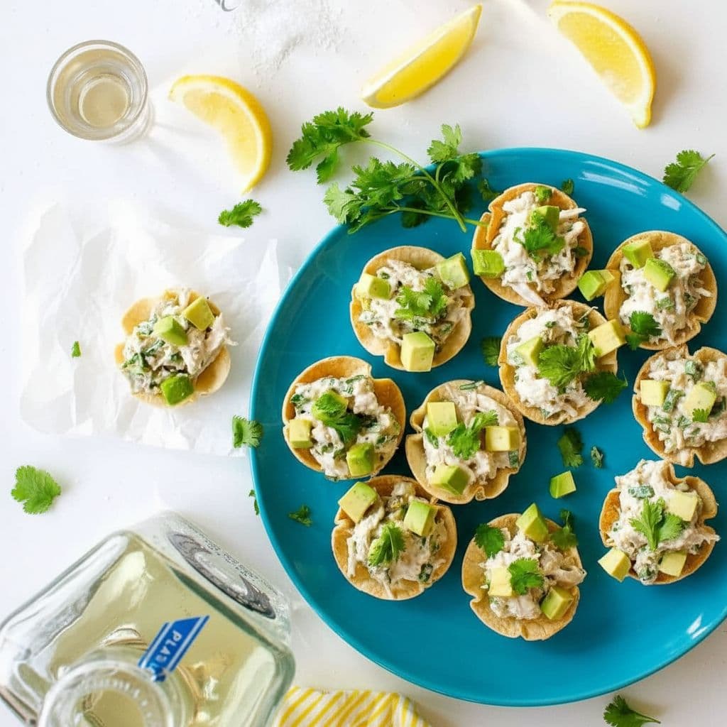 Острые мини-тостадас с курицей в формах для маффинов