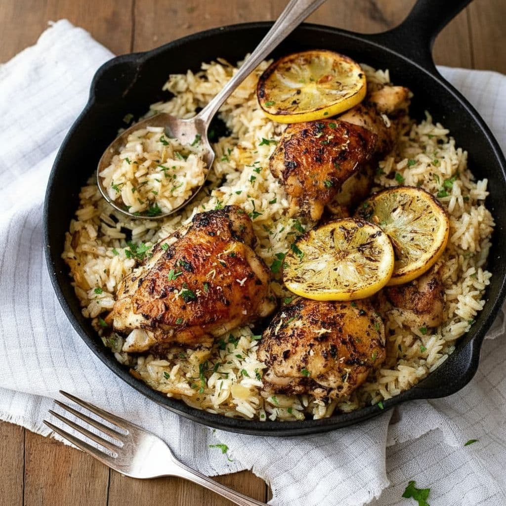 Греческая курица с лимонным рисом