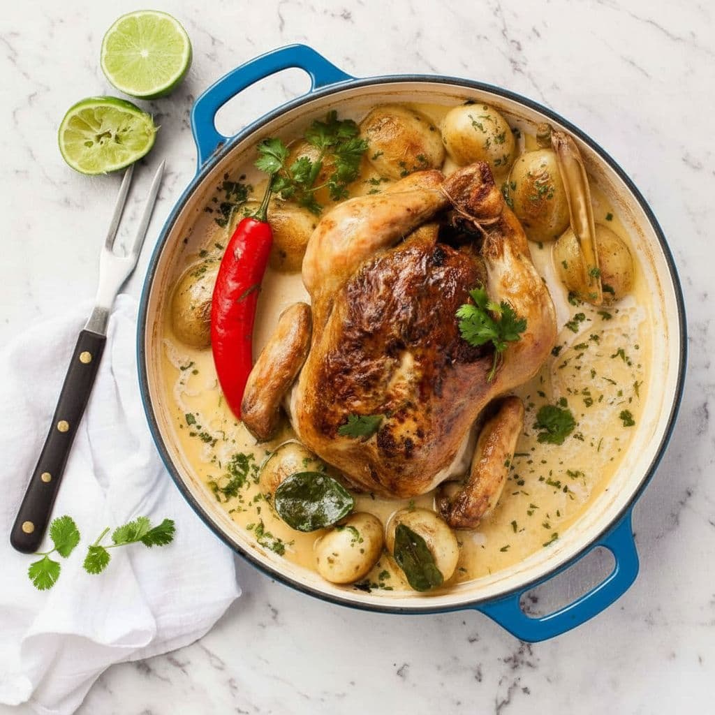 Курица, тушенная в кокосовом бульоне