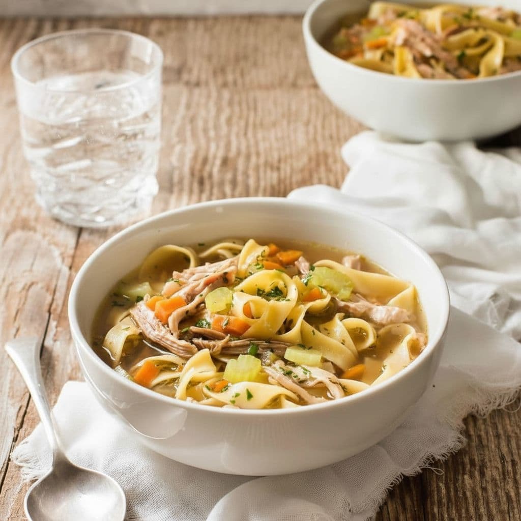 Простой куриный суп с лапшой
