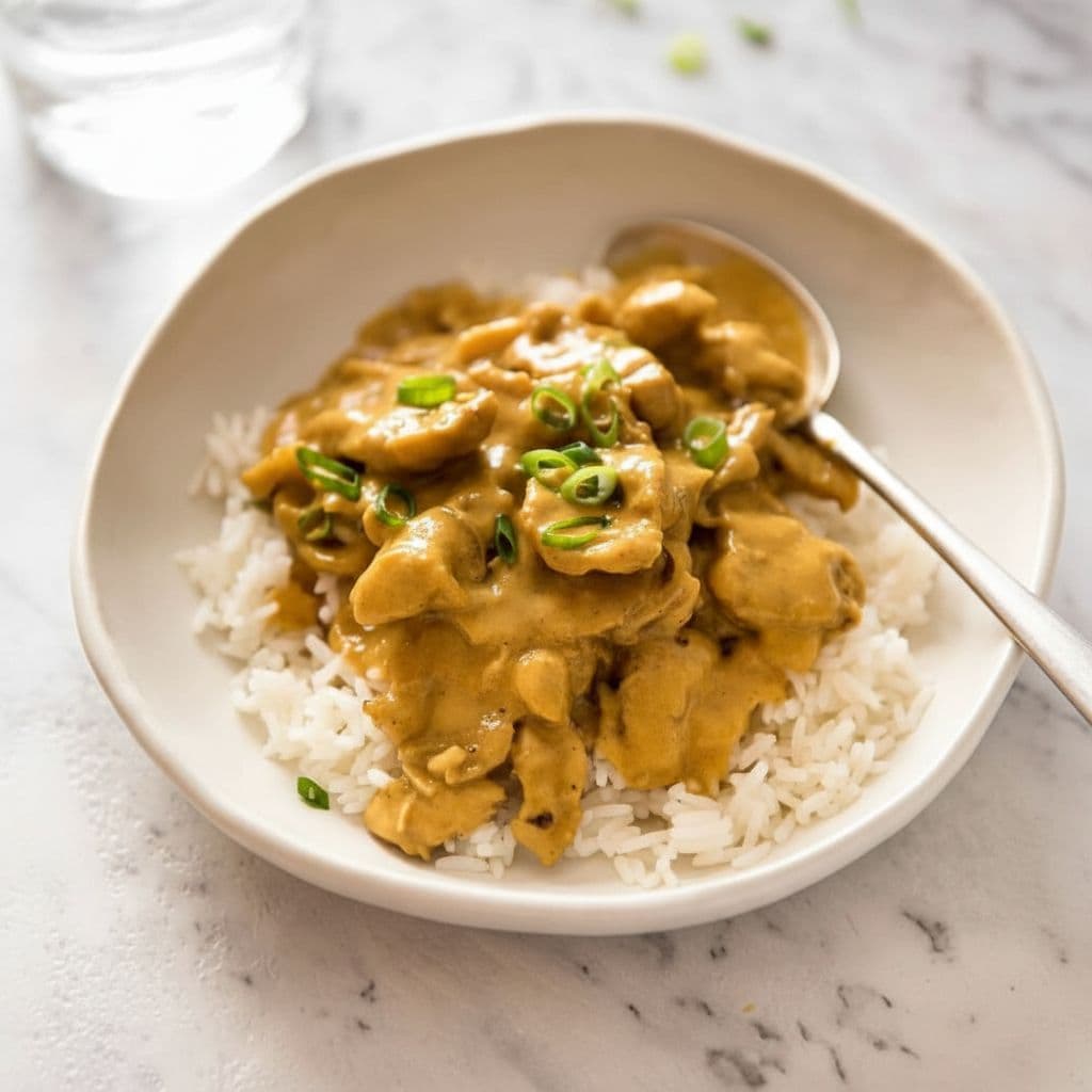 Китайское жаркое с курицей в соусе сатай