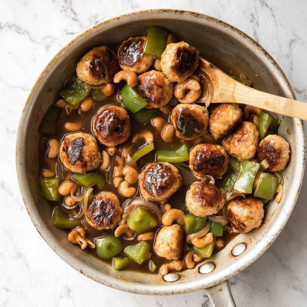 Куриные фрикадельки с кешью по-китайски