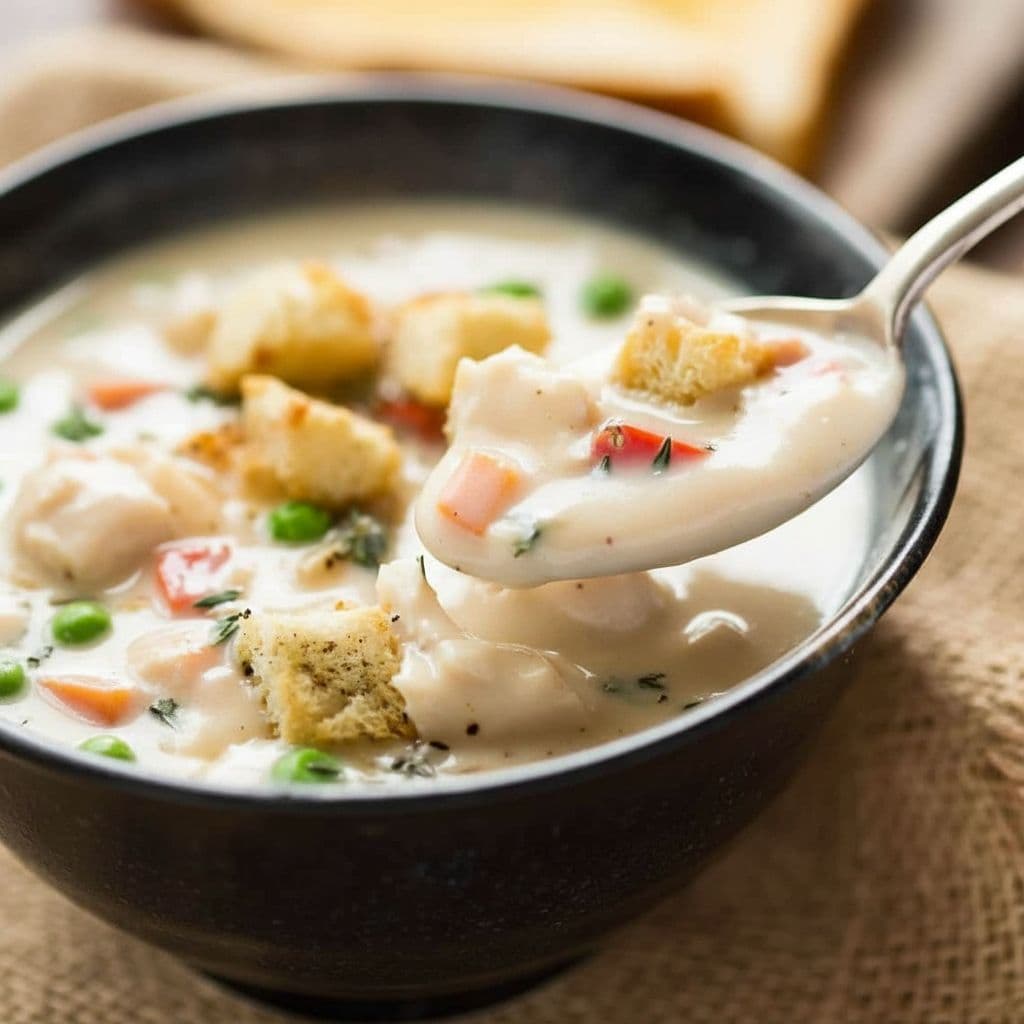 Домашний сливочный суп с курицей