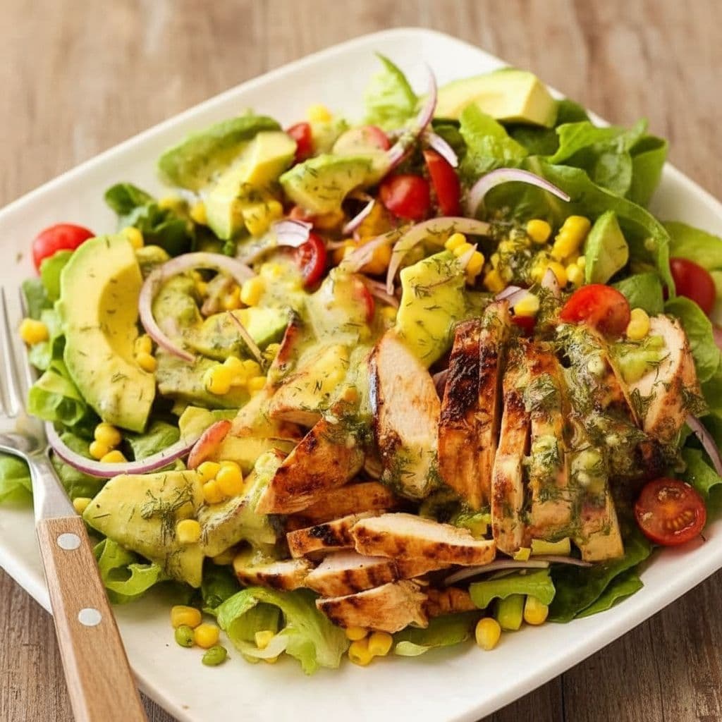 Салат с курицей и лимонной заправкой