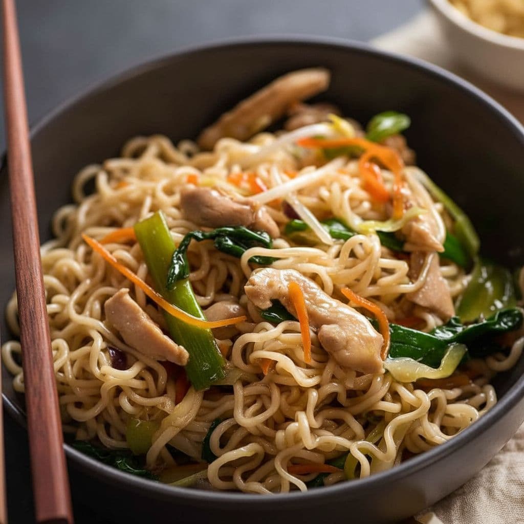 Чау-мейн с лапшой рамэн