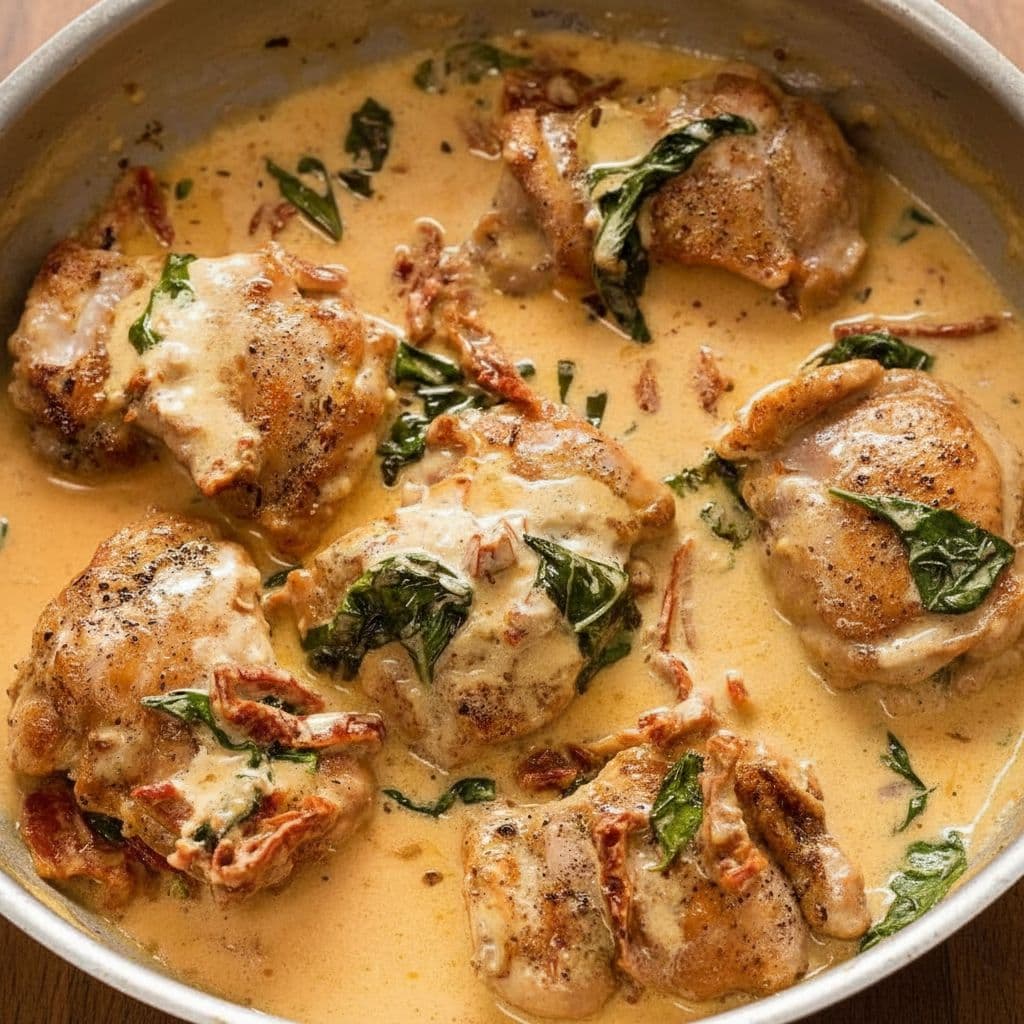 Курица в сливочном соусе с вялеными томатами