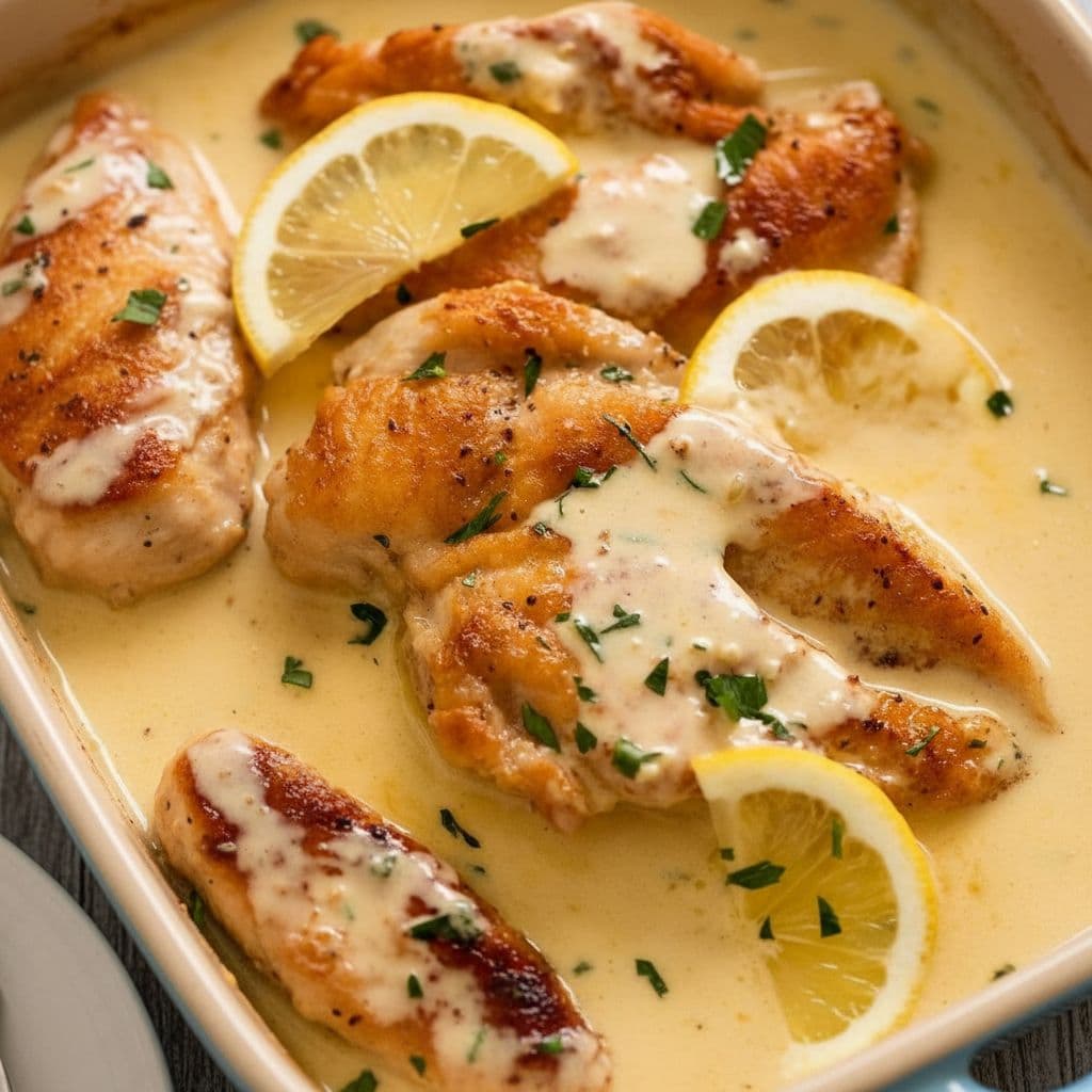 Куриная грудка в сливочно-лимонном соусе