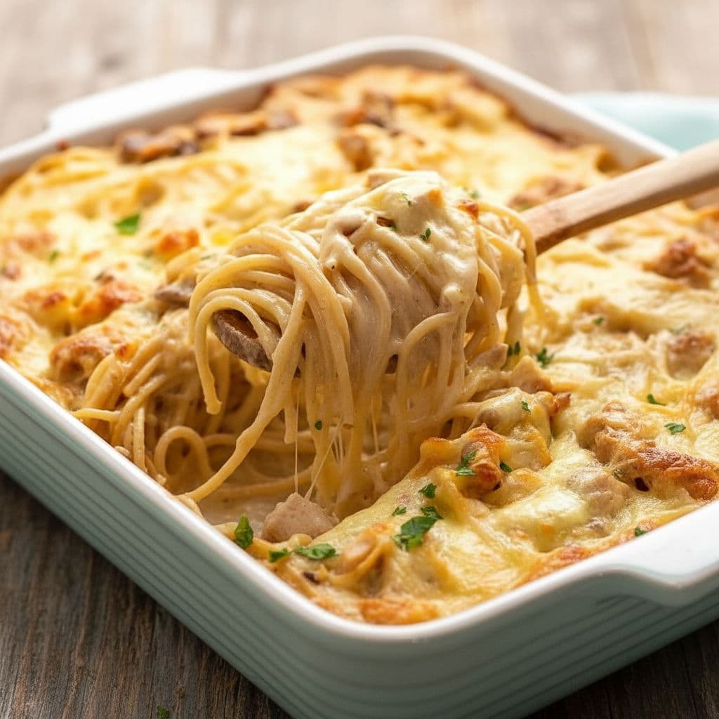 Куриная тетраццини с кремовым соусом и сыром