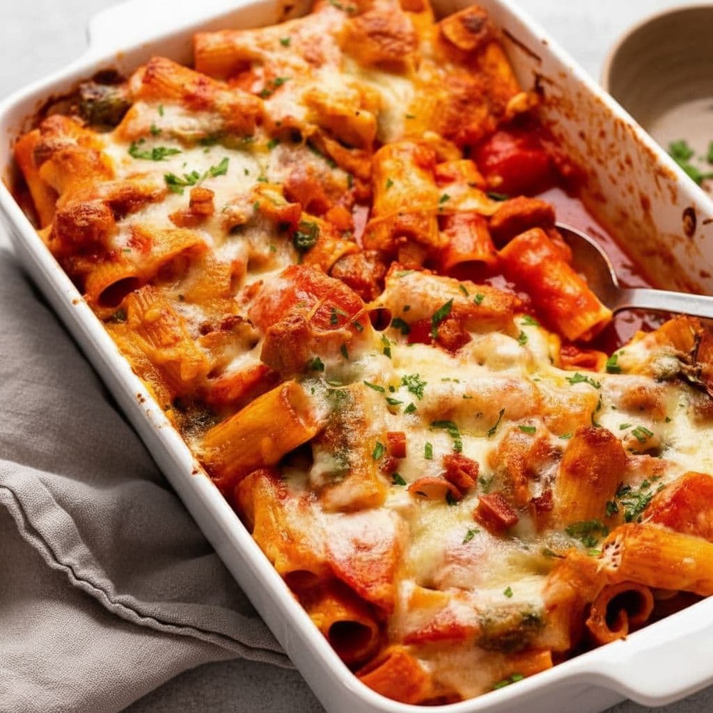 Запеканка из пасты с курицей