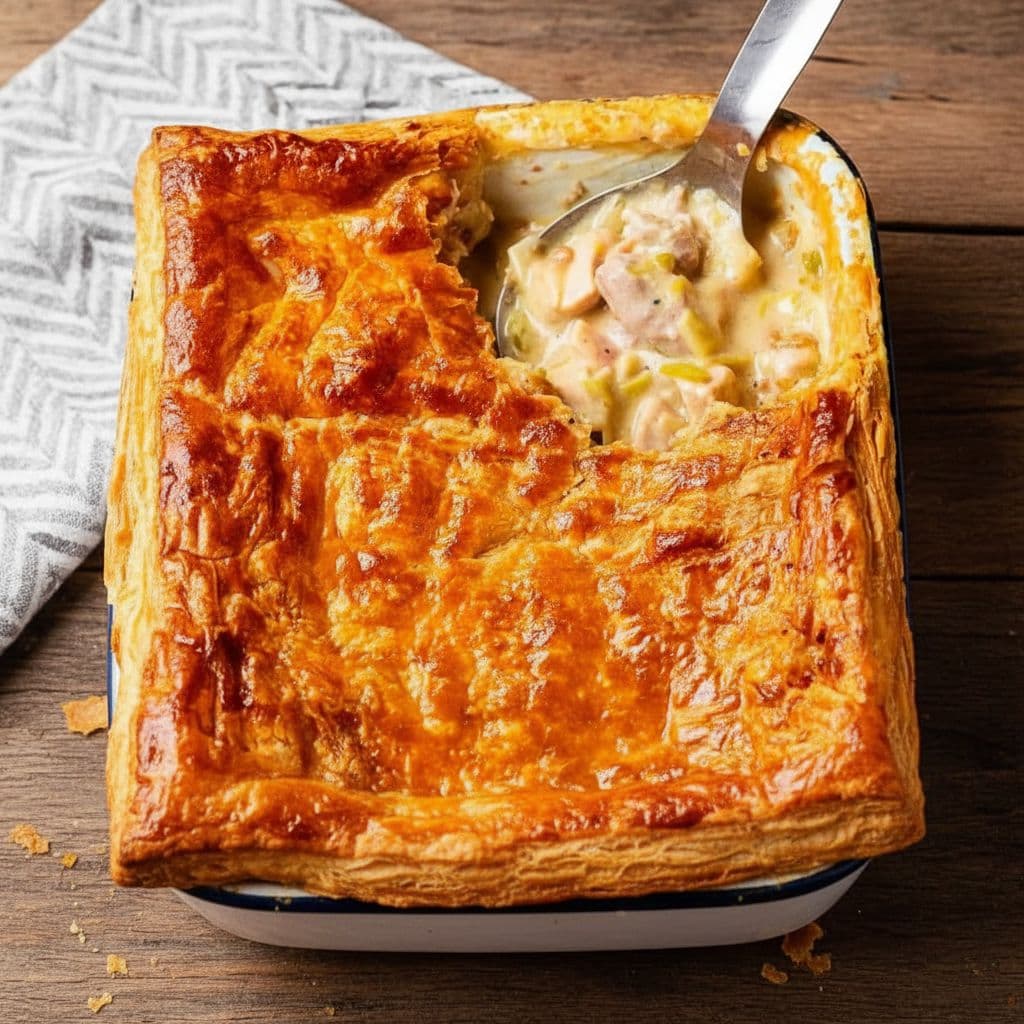 Пирог с курицей и луком-пореем