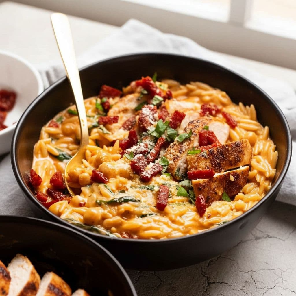 Ризони с курицей и хрустящей салями