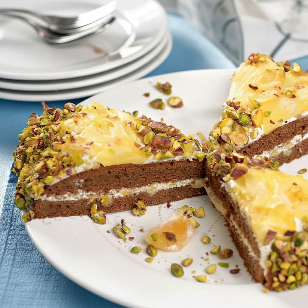 Шоколадный торт с ананасами