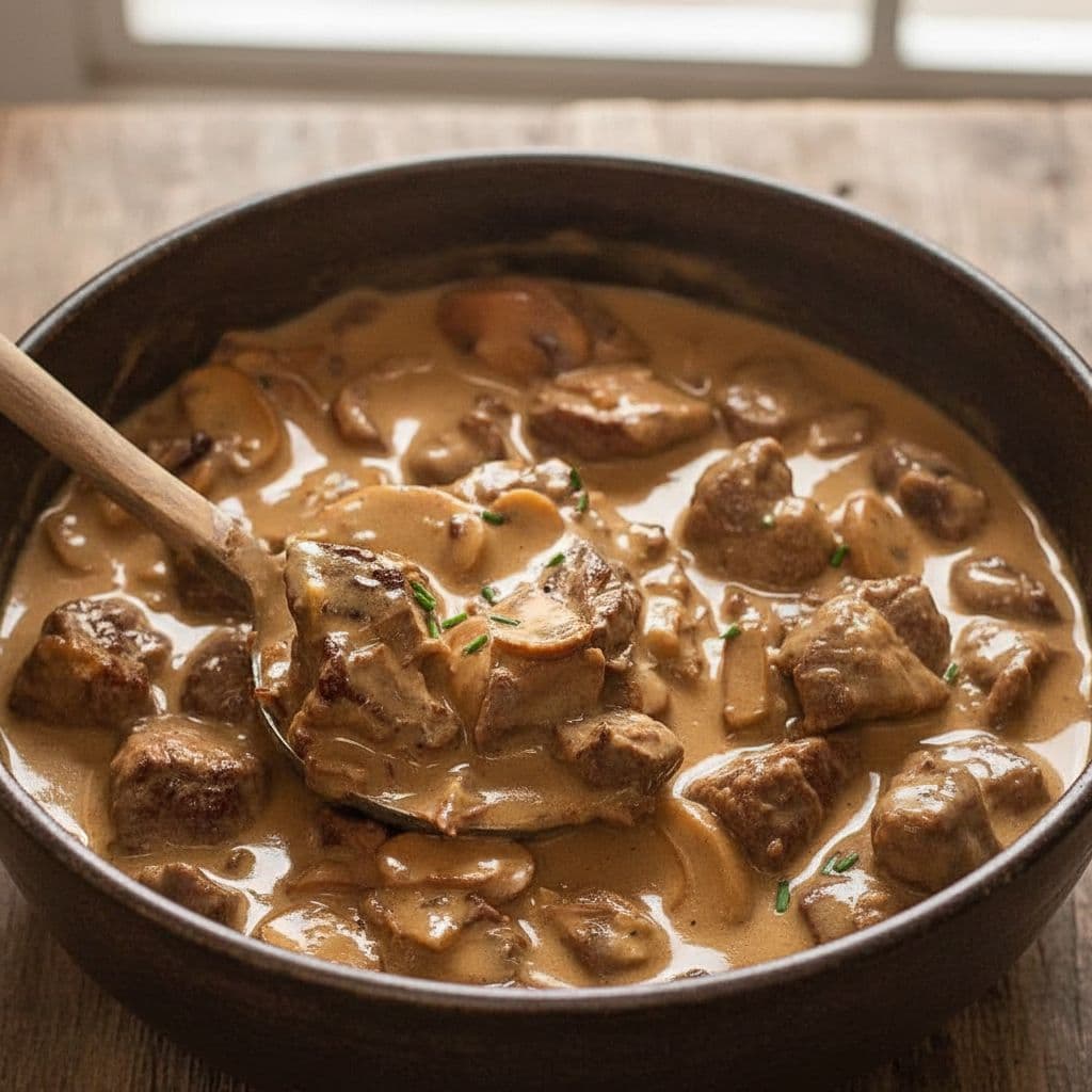 Бефстроганов из говядины в медленноварке