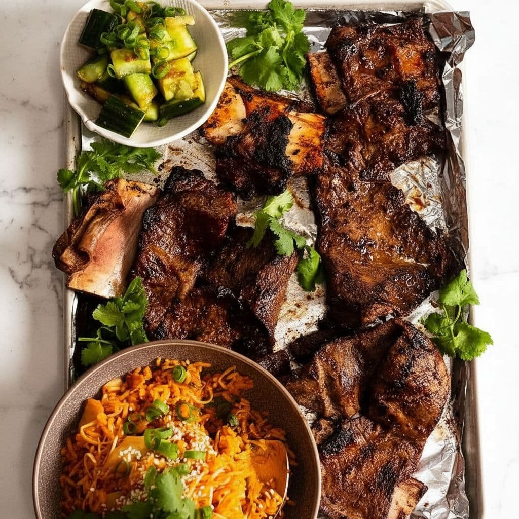 Корейские говяжьи рёбрышки BBQ в маринаде (Гальби)