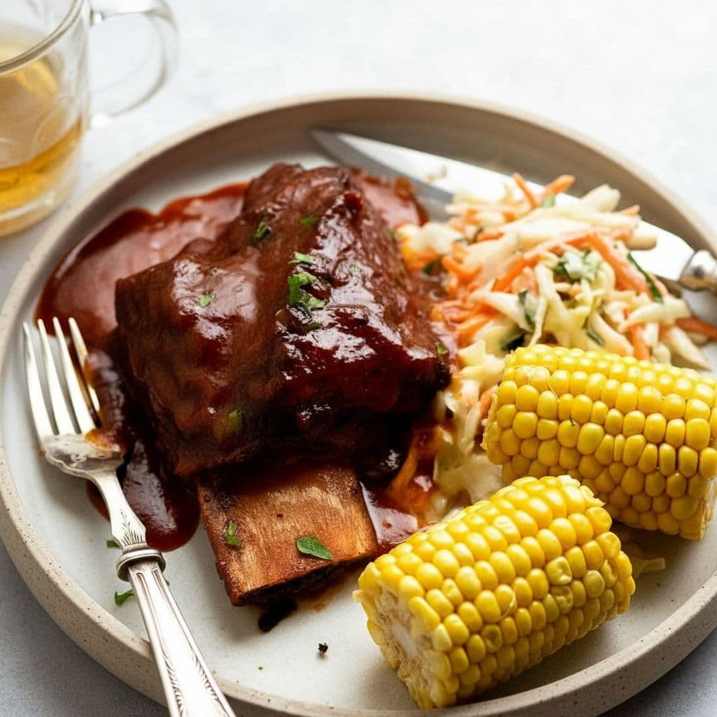 Говяжьи рёбра, томлённые в духовке с соусом барбекю