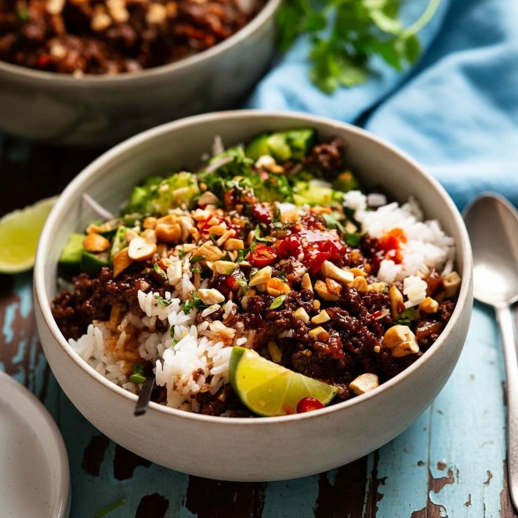 Боулы с говядиной в сладком чили по-тайски