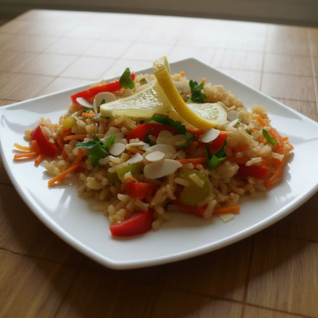 Коричневый рис с миндалём