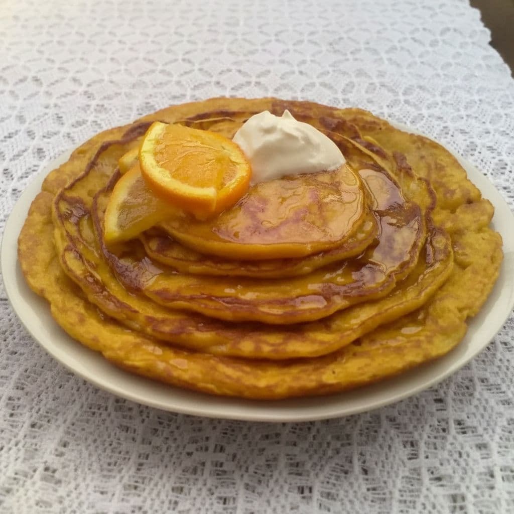 Пряные блины из тыквы с апельсиновым сиропом