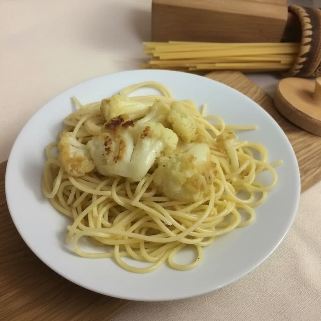 Спагетти с запечённой цветной капустой