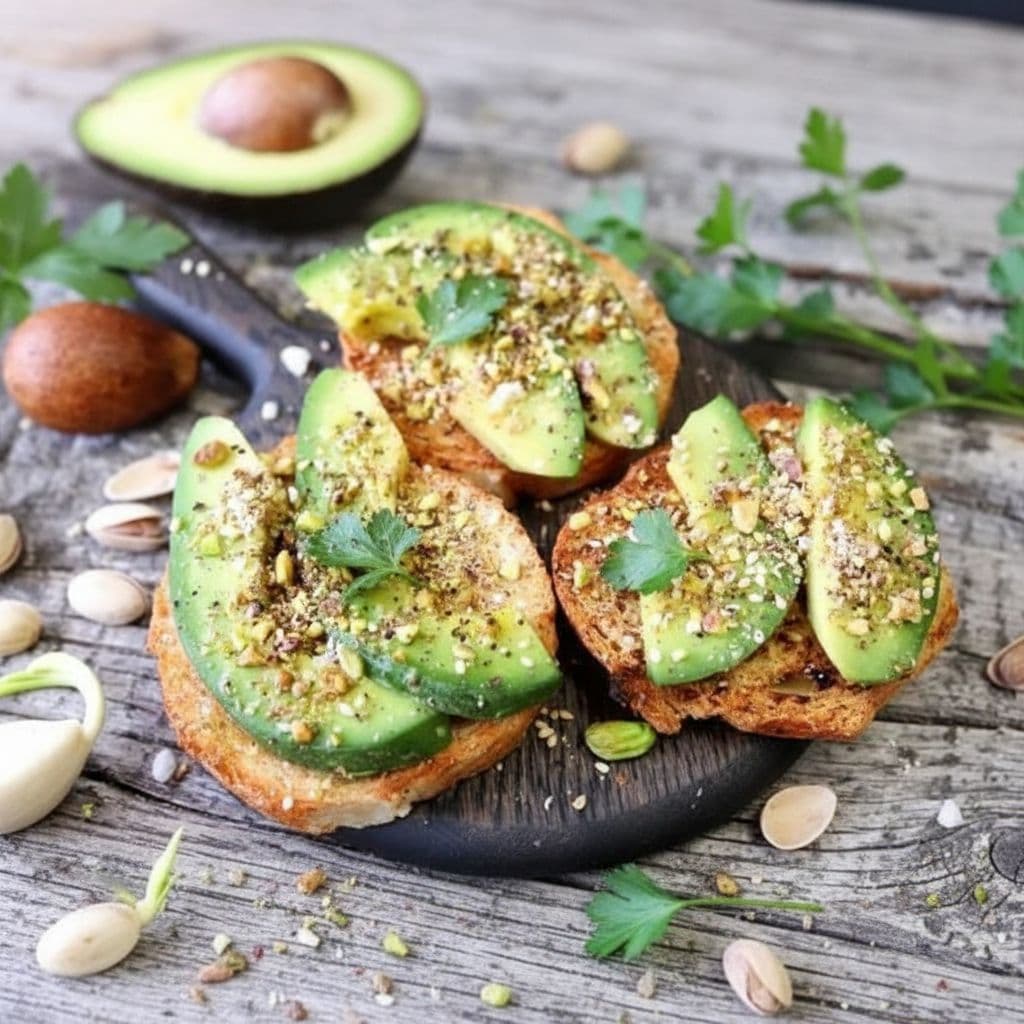 Бутерброды с авокадо и фисташками