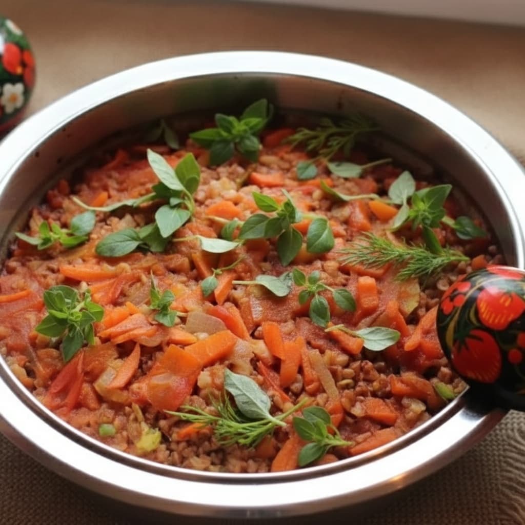 Овощное соте с гречкой