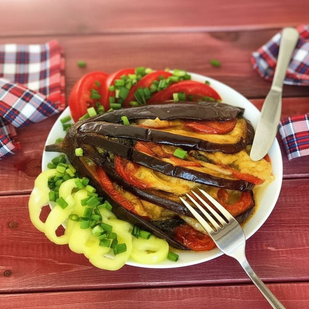 Веер из баклажана в духовке