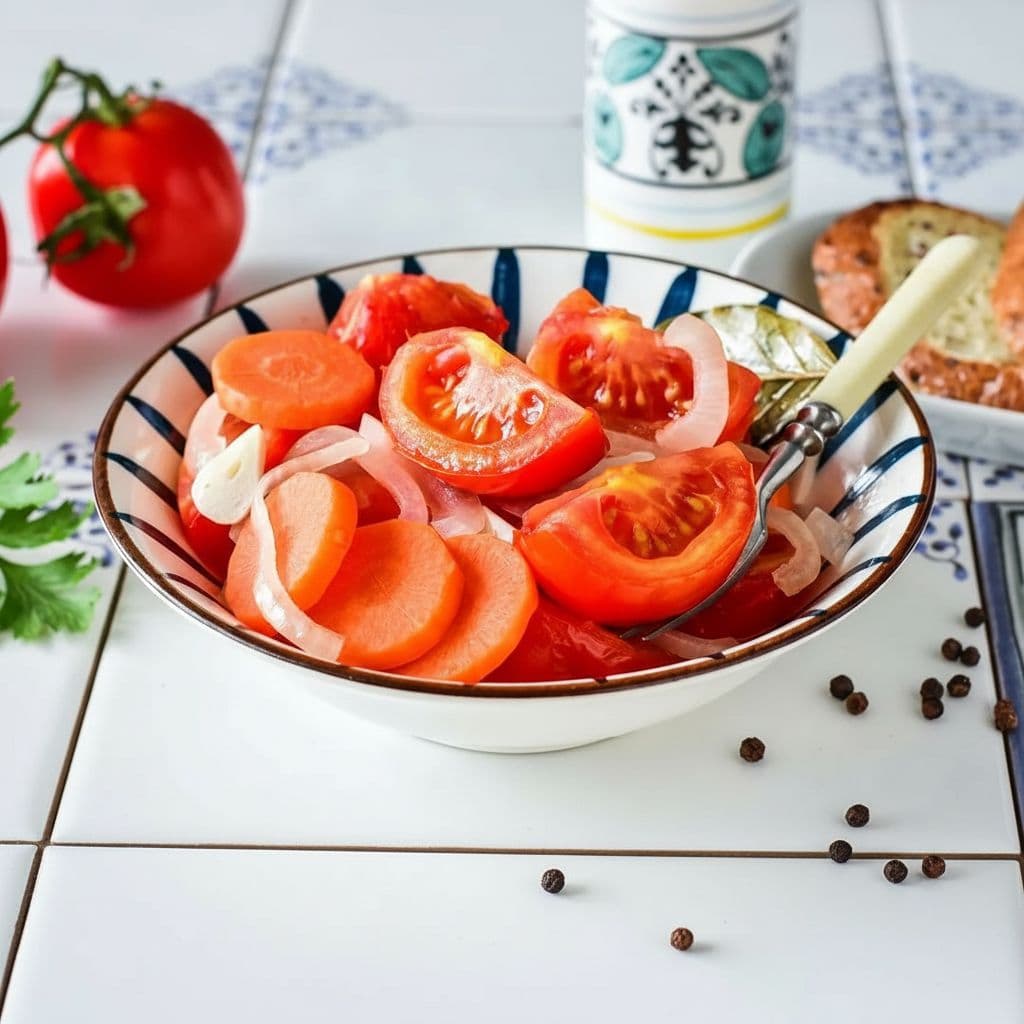 Салат из помидоров, моркови и лука на зиму