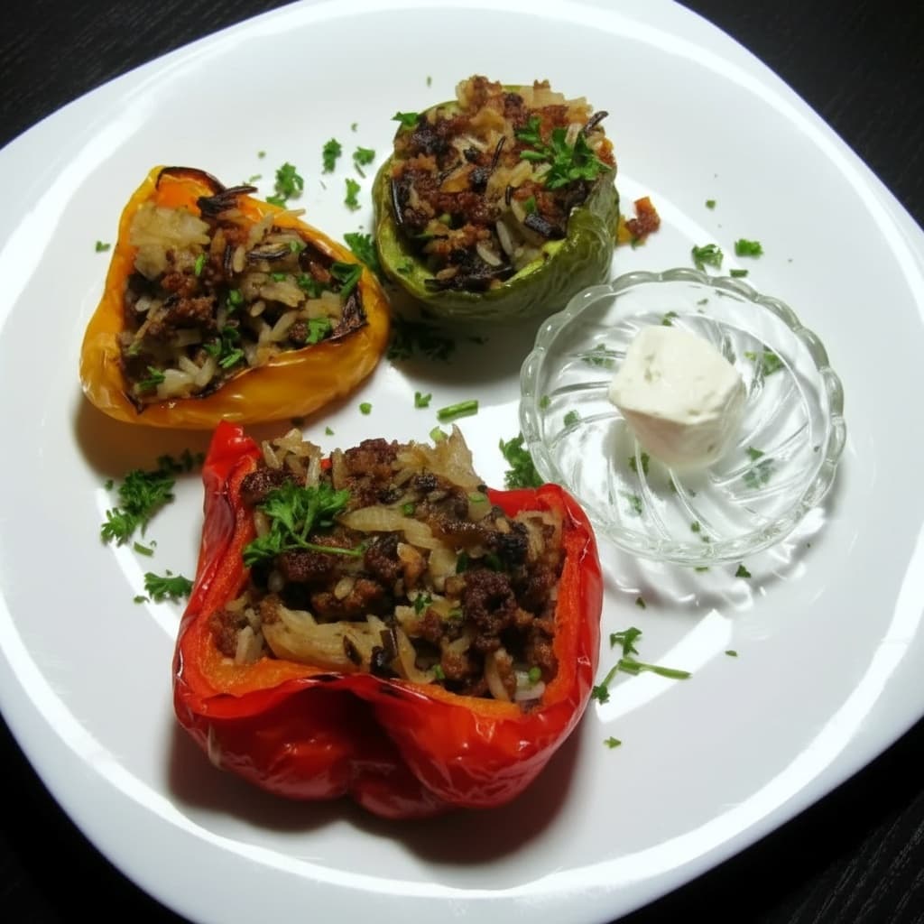 Фаршированный болгарский перец, запечённый в духовке