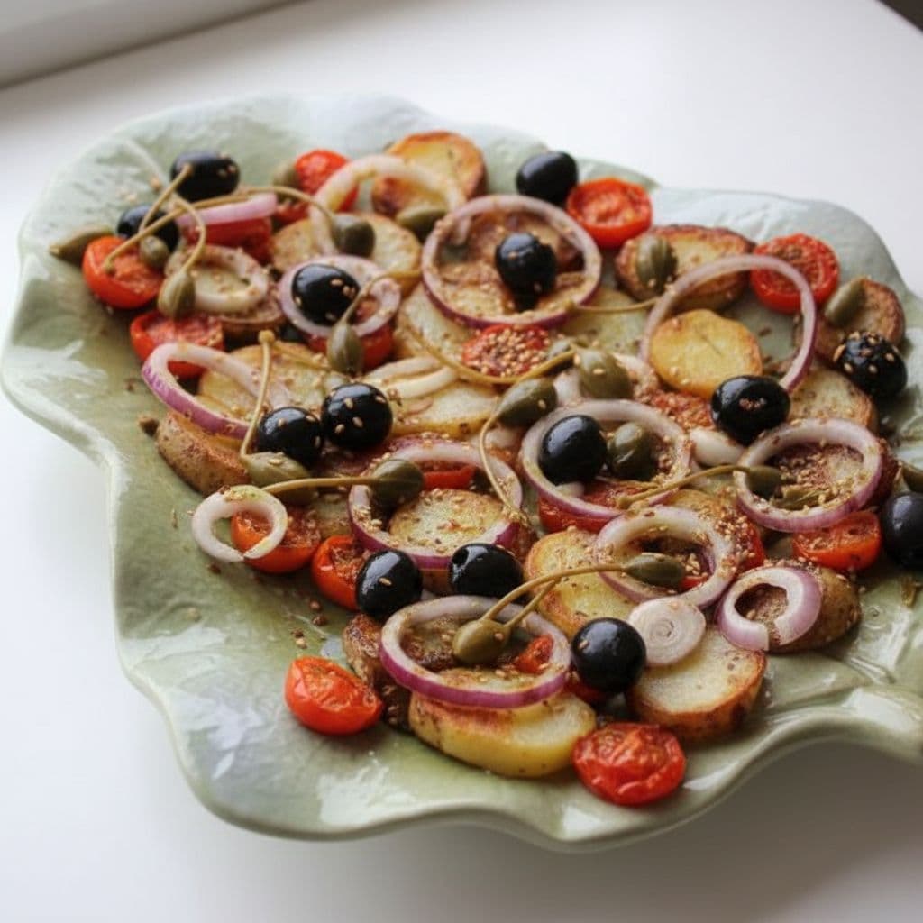 Тёплый салат с подсушенными помидорами