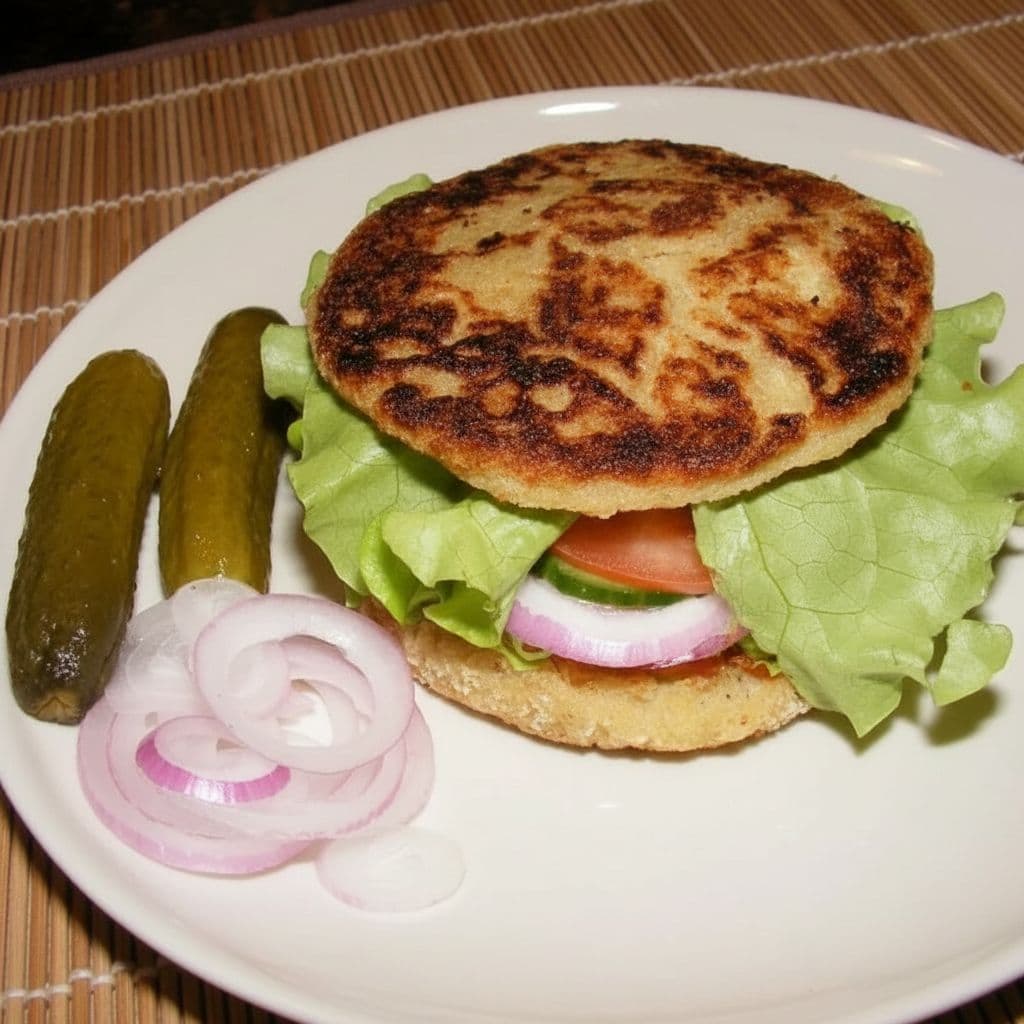 Постный бургер с картофельными котлетами