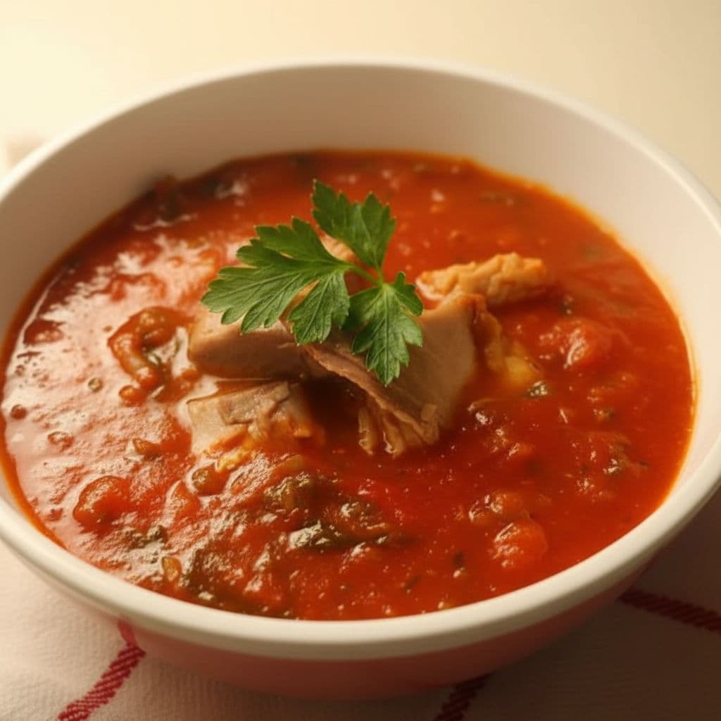 Томатно-сельдерейный суп с рыбой