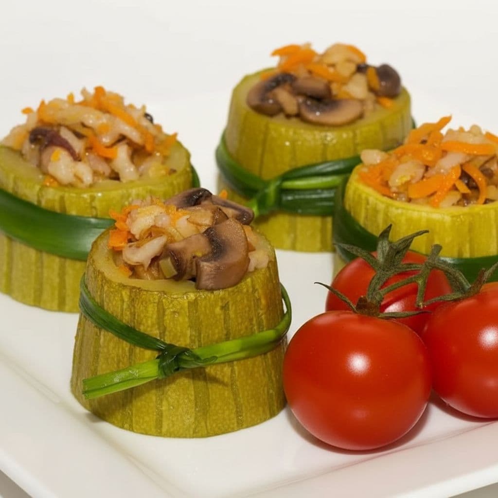 Кабачки, фаршированные перловой крупой