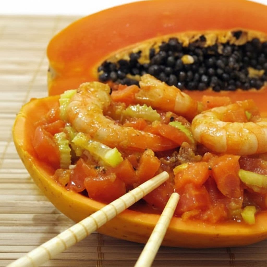 Папайя с креветками