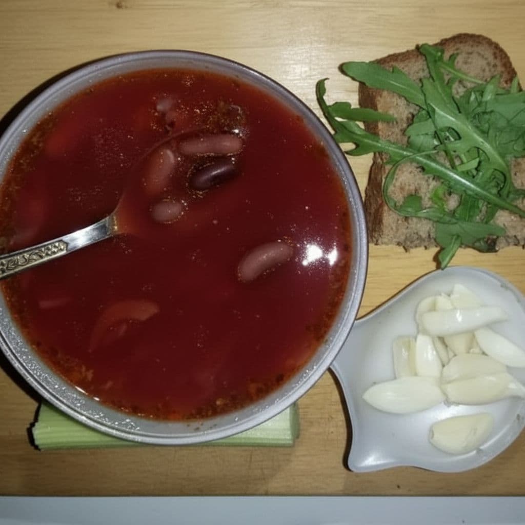 Постный борщ с красной фасолью