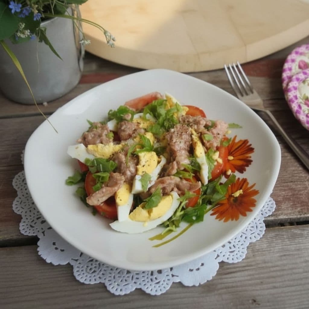 Салат с тунцом и снытью