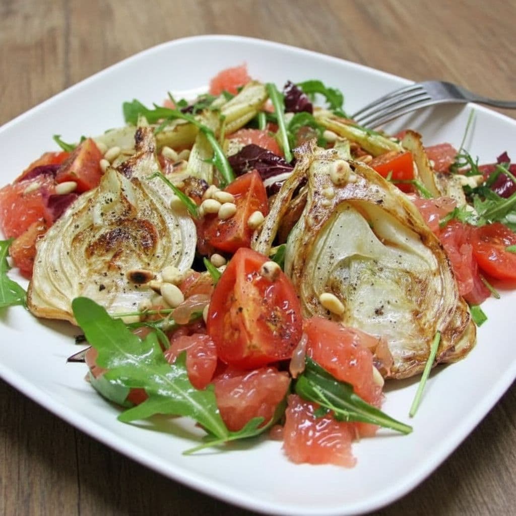 Салат с жареным фенхелем и грейпфрутом