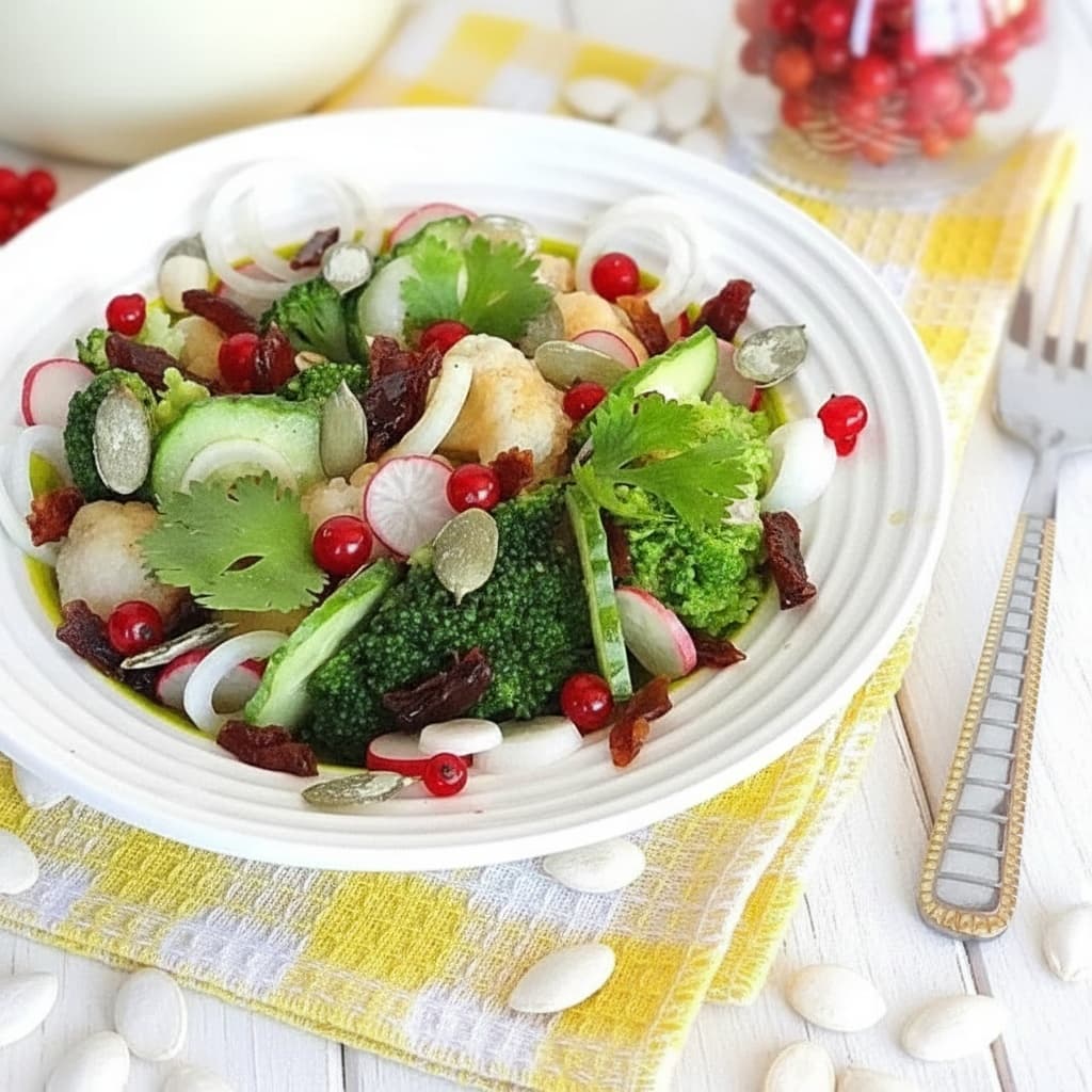 Витаминный салат с брокколи и цветной капустой