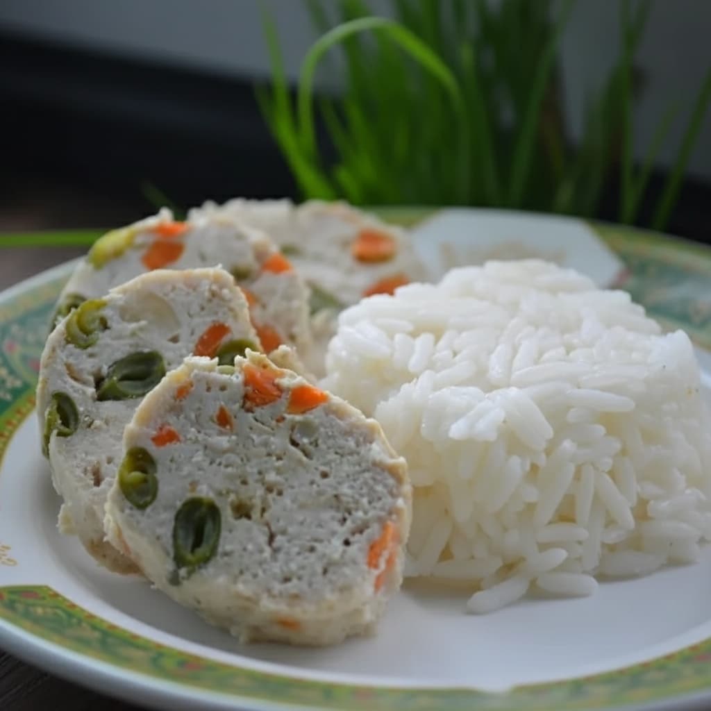 Куриная колбаса с овощами