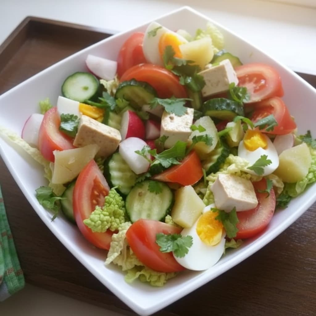 Салат с тофу и пикантной лаймовой заправкой